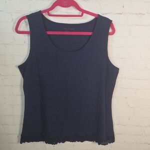 Coldwater Creek Navy Tank Top with Lace Hem